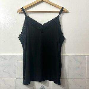 POL Lace Cami Sleeveless Top Black Women XL Whimsigoth Dark Feminine Minimalist